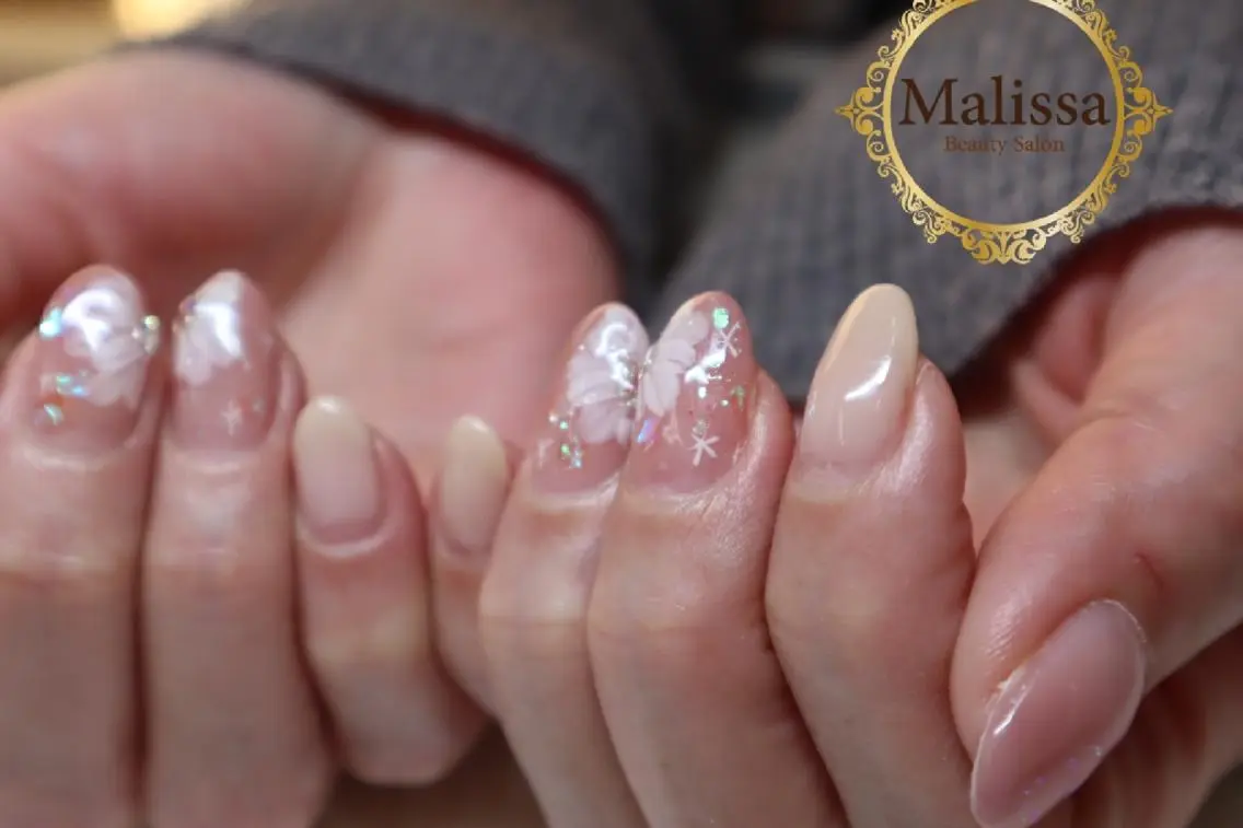 ネイル フラワーネイル グラデーション ピンク シンプルネイル Malissa　 スカルプ&深爪歓迎◎のネイルデザイン