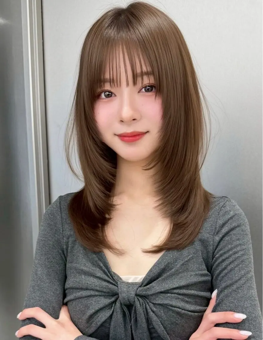 セミロング 顔まわりレイヤー 顔周りカット レイヤーカット ショート・透明感 カラーconomiのヘアスタイル