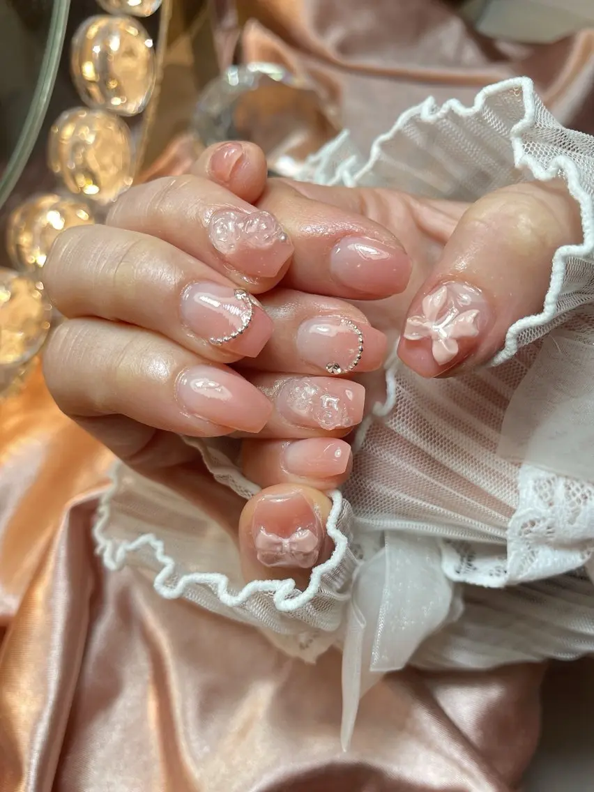 ネイル 24時まで❤︎韓国、 ワンホンネイルのネイルデザイン