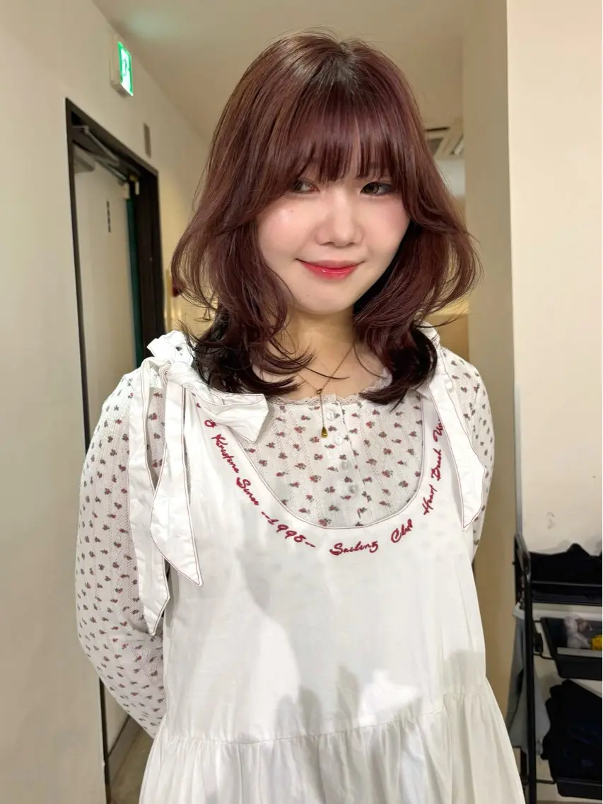 ミディアム カラー カット ヘアカラー mizuki/ピンク ベージュ.レイヤーのヘアスタイル
