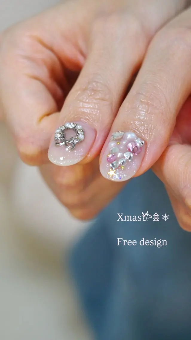 ネイル オーロラネイル ジェルネイル 韓国ネイル パラジェル ピンク ハンドネイル pointillé .ayaのネイルデザイン