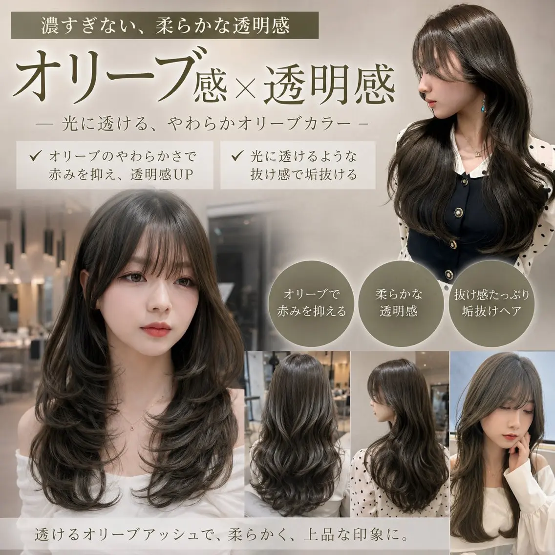 セミロング カラー 透明感カラー グレージュ オリーブグレージュ オリーブグレー オレンジ ヘアカラー トリートメント 村上 大武のヘアスタイル
