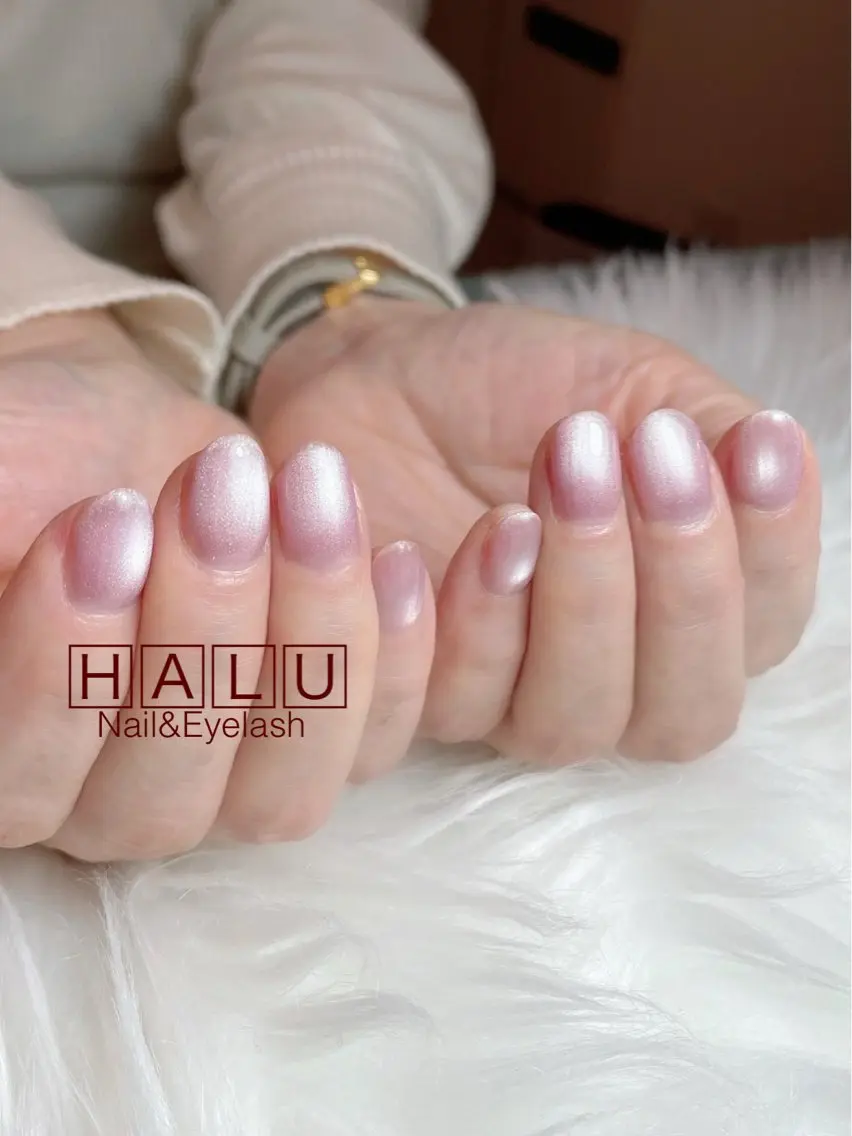 ネイル マグネットネイル ピンク HALU ハルのネイルデザイン
