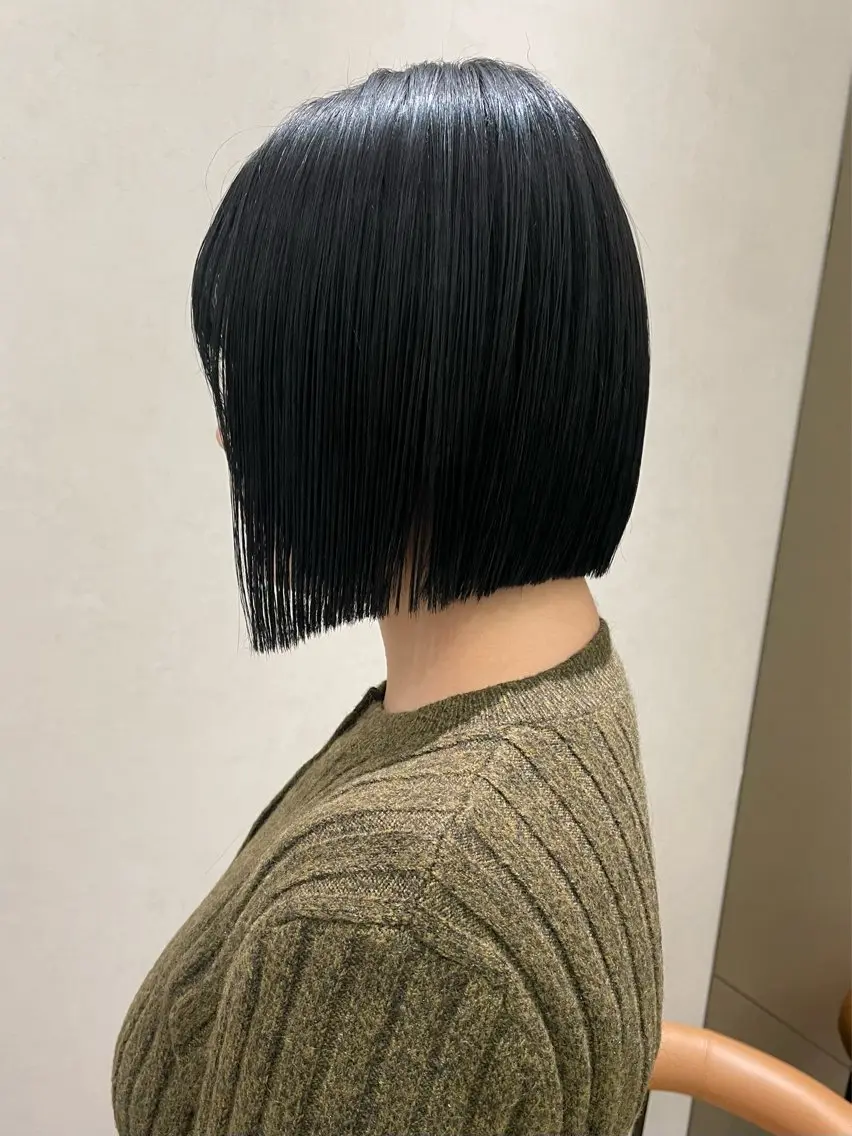 ミディアム ボブ カット 縮毛矯正 石川玲菜/ 髪質改善ボブ/メンズのヘアスタイル