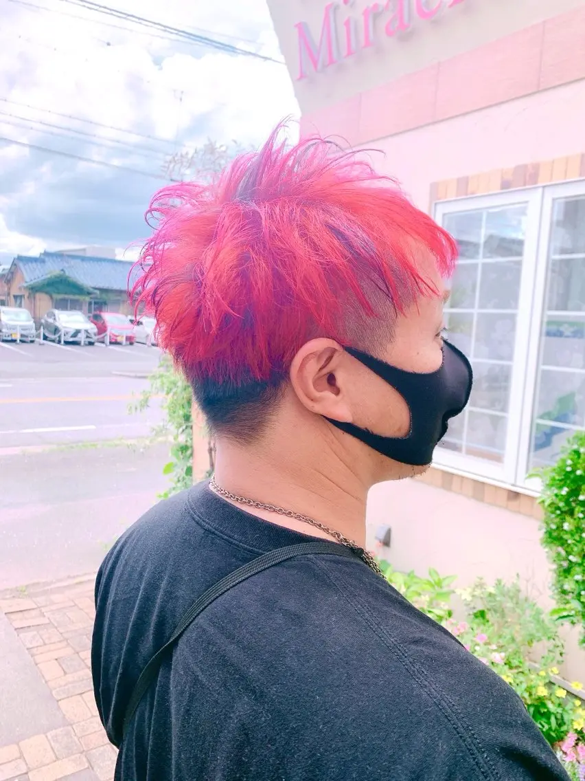 カラー メンズ メンズメッシュ メッシュ ピンクカラー たに えりのヘアスタイル