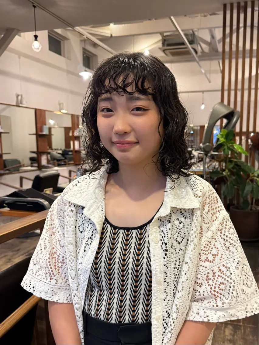 ミディアム パーマ カット パーマ MOK大阪梅田店 Asahiのヘアスタイル