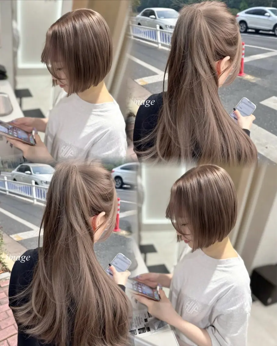 ミディアム カラー ヘアカラー 韓国風ハッシュカット 似合わせレイヤー池袋のヘアスタイル