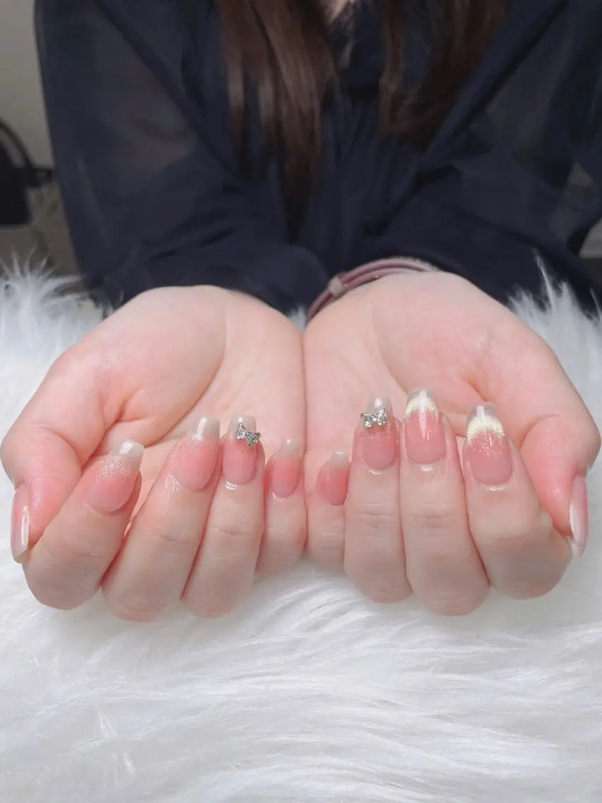 ネイル ハート 韓国ネイル 春ネイル 夏ネイル バレンタイン Sora nail 長さ出し専門店のネイルデザイン