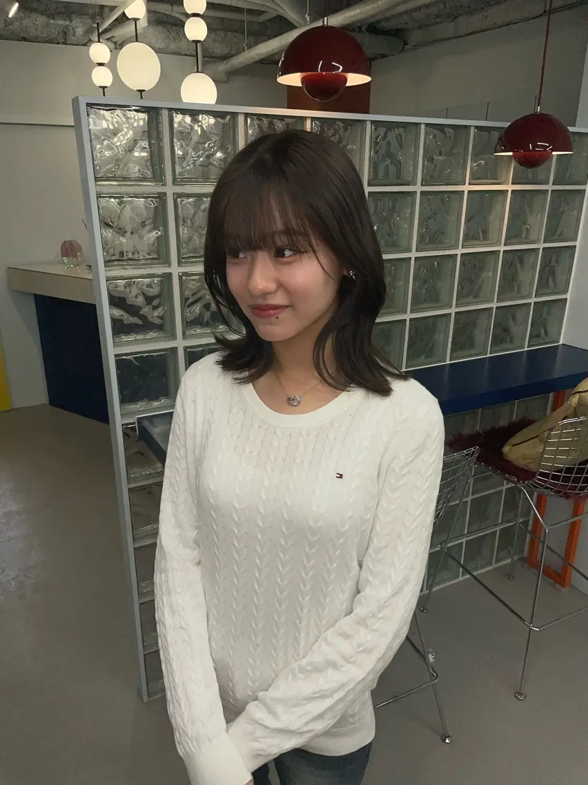 ミディアム ボブ 髪質改善 韓国風ヘア ヘアカラー トリートメント qulim【クリム】 /ハイトーン/海音のヘアスタイル