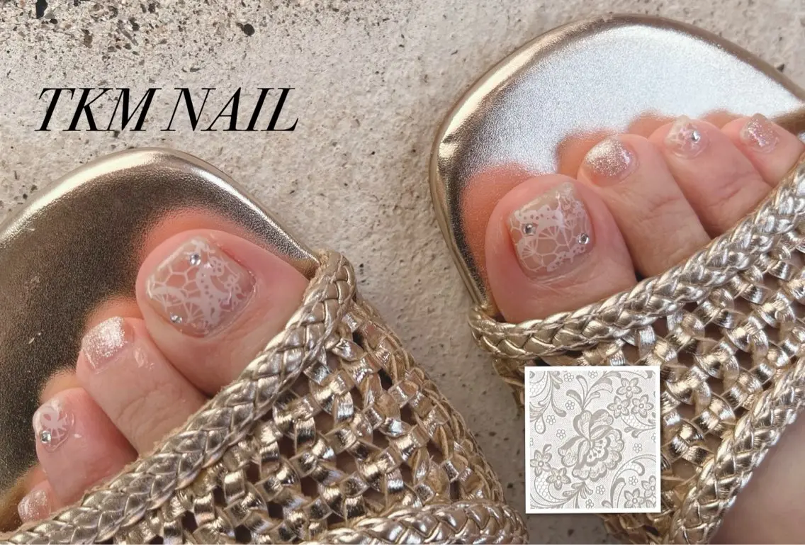 ネイル フットネイル レース シンプルネイル ______ TKM  NAILのネイルデザイン