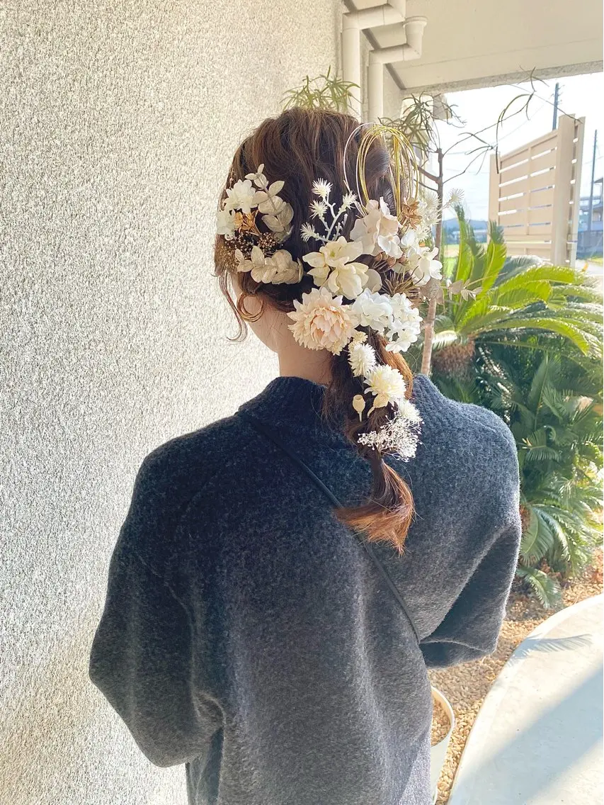 セミロング ヘアアレンジ 結婚式・ブライダル 卒業式のヘアスタイル ヘアセット 桑原 菜摘のヘアスタイル