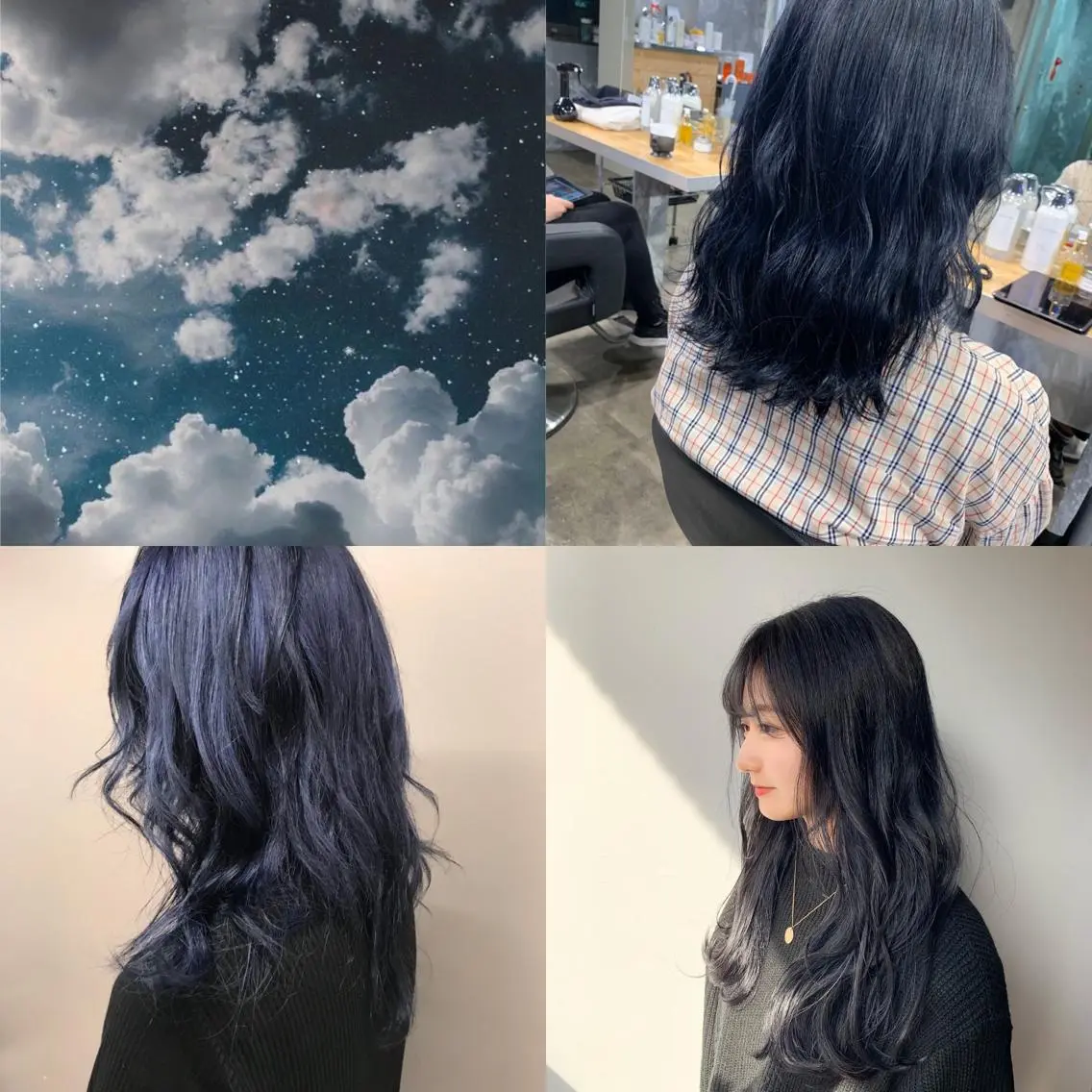 ロング カラー ヘアアレンジ メンズ メンズブリーチ 黒髪 ブリーチ ブルーカラー ブルーブラック 🦋重くない暗髪🦋 Hana🦋のヘアスタイル