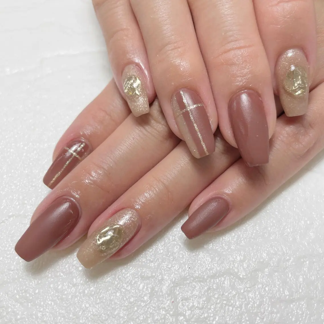 ネイル ブラウン マットネイル 持ち込み MINORI Nail&Waxのネイルデザイン