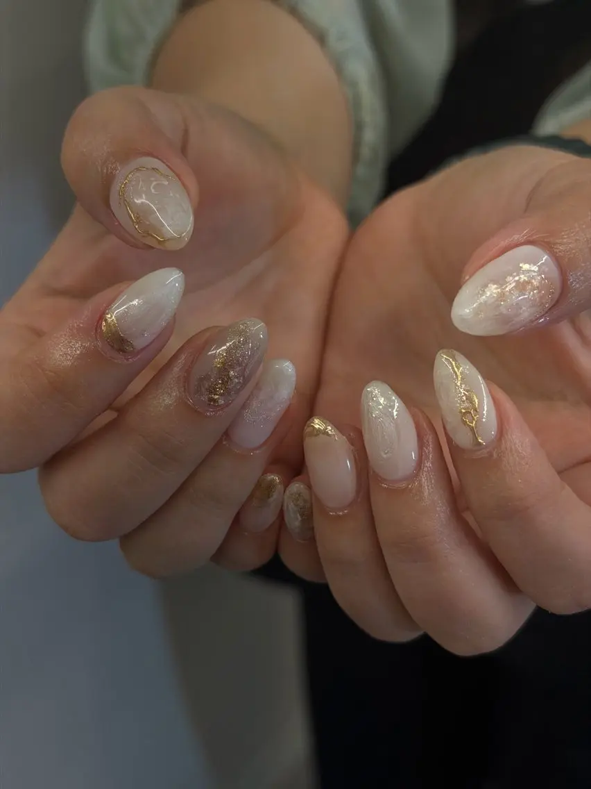 ネイル ジェルネイル レース マグネットネイル ニュアンスネイル パラジェル ハンドネイル ハンドケア Bana_ Nailのネイルデザイン