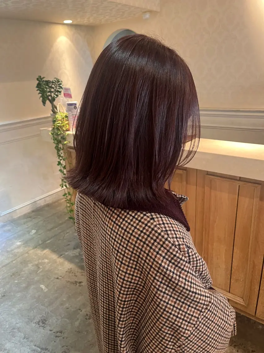 ミディアム ピンクブラウン くびれヘア 銀座🤍ボブ/ ミディアム/佐野夢美のヘアスタイル