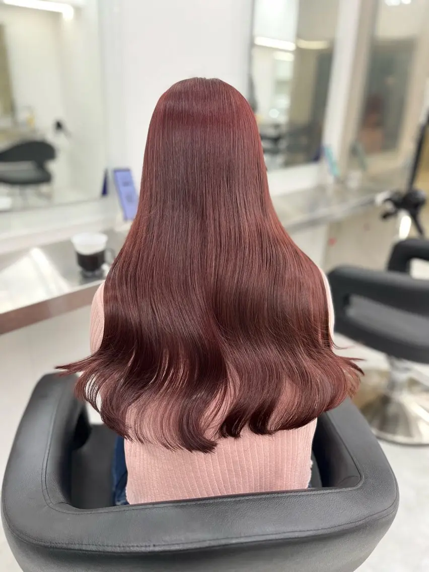 ロング ヘアカラー トリートメント ヘッドスパ ヘアセット 🍒韓国暖色ヘア NO.1🍒🪽のヘアスタイル