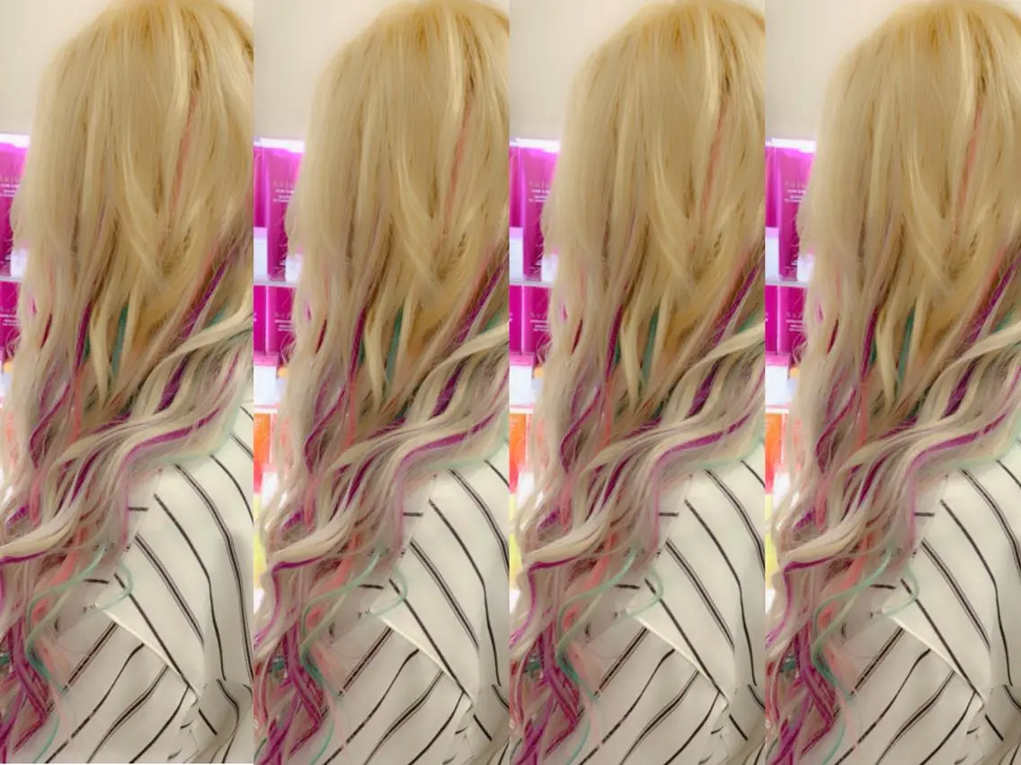ロング カラー カット ヘアカラー エクステ れん/ハイトーン /エクステ/韓国風のヘアスタイル