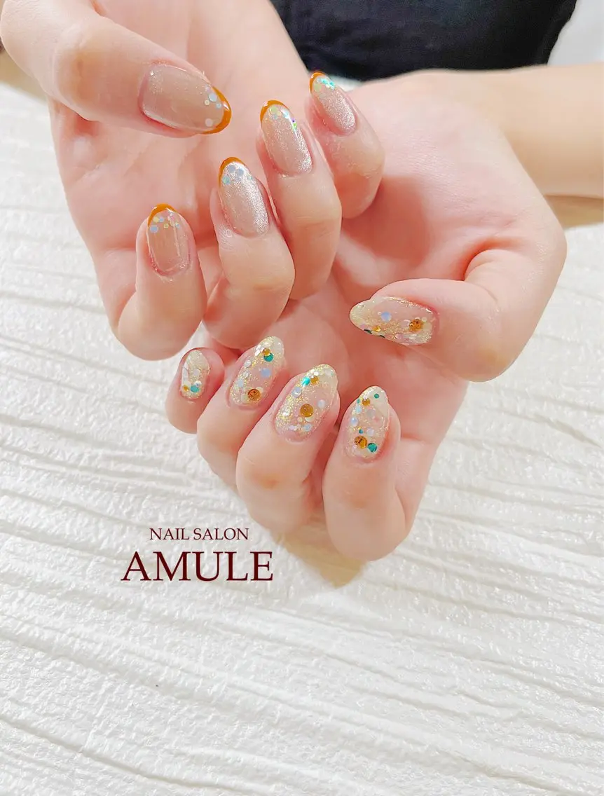 ネイル アートネイル ホログラムネイル ラメ(グリッター) ワンカラーネイル ハンドネイル NAILSALON AMULEのネイルデザイン