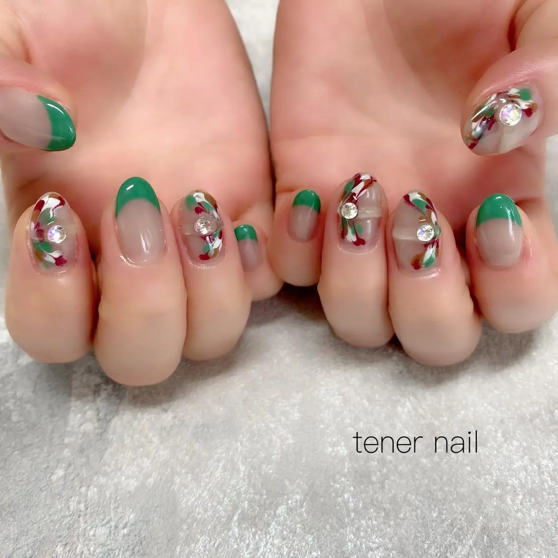 ネイル フレンチネイル ピーコックネイル テネルネイル tener nailのネイルデザイン