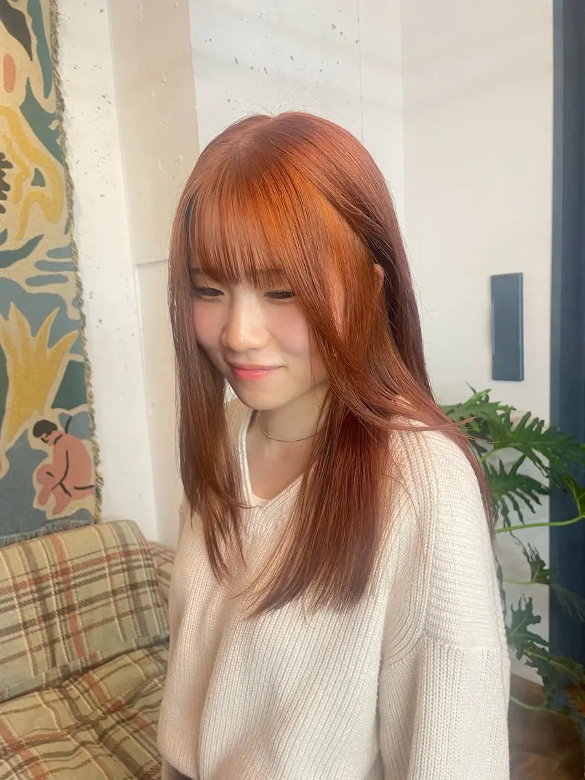セミロング ヘアカラー ミカミ モエ🐈‍⬛のヘアスタイル