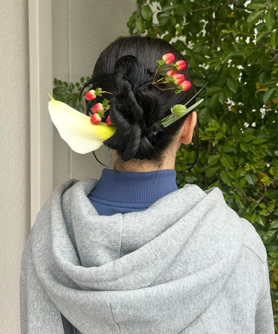 セミロング ヘアアレンジ ヘアセット Hanon 掛水　美桜のヘアスタイル