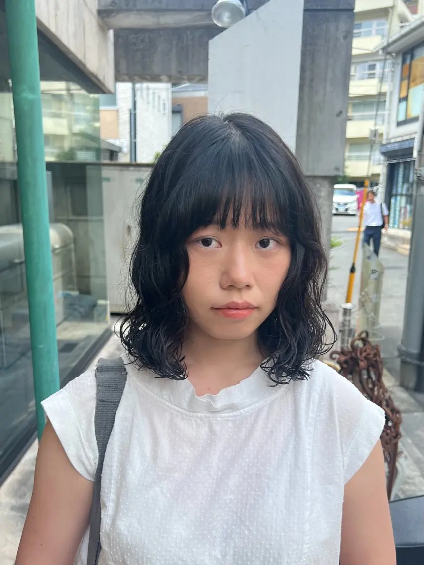 ミディアム パーマ ヘアアレンジ ショートボブ 韓国風カラー ボブ くびれヘア 韓国風ヘア カット パーマ トリートメント レイヤー/艶髪矯正 🪐takushiのヘアスタイル