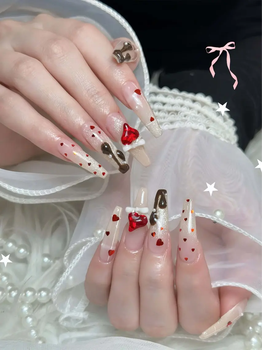 ネイル オーロラネイル ボルドー ブラウン 氷ネイル・うるうるネイル キラキラネイル ハンドネイル Julli NailStudioのネイルデザイン