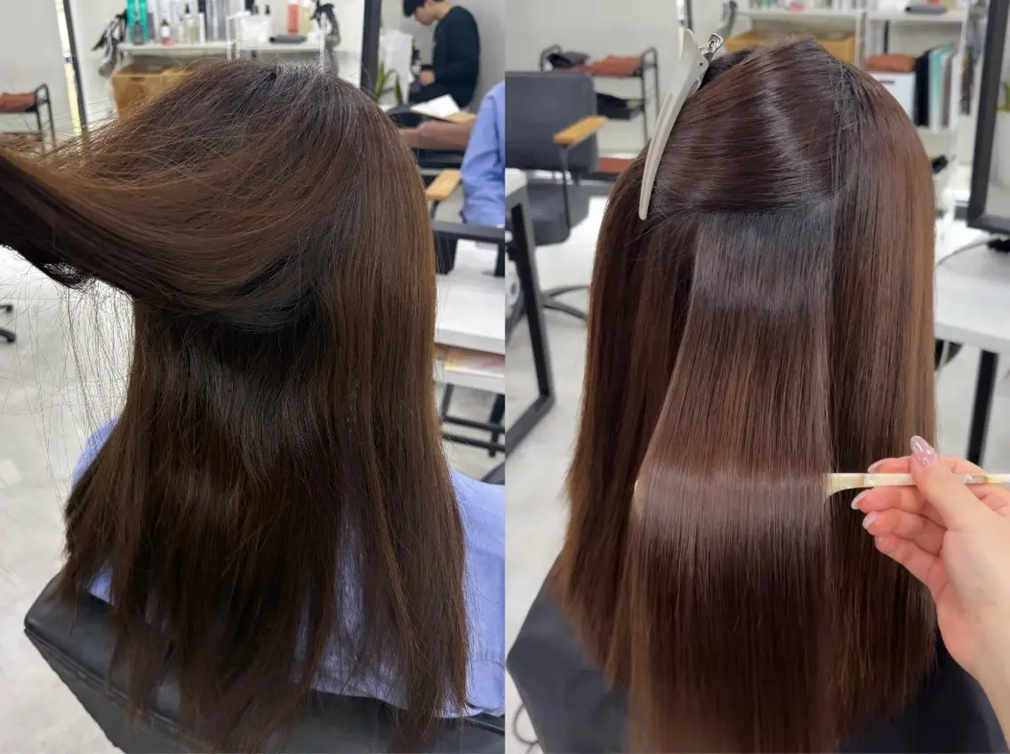 ロング カット 縮毛矯正 トリートメント 縮毛矯正×透明感 カラー hinataのヘアスタイル