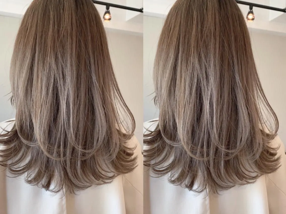 ミディアム カラー カット ヘアカラー トリートメント 透明感カラー✂︎ /縮毛矯正/YUKAのヘアスタイル