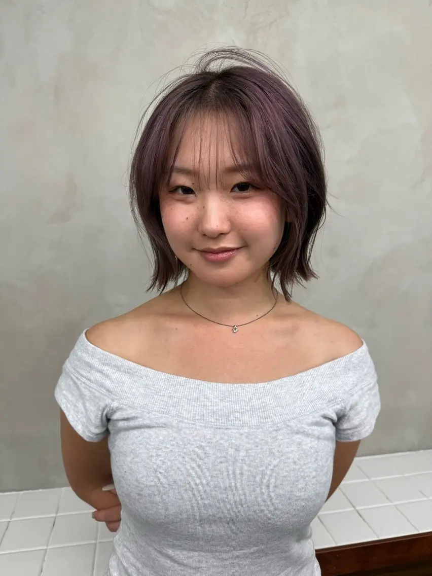 ショート カラー ヘアカラー レイヤーボブパーマ 暖色カラーayuのヘアスタイル