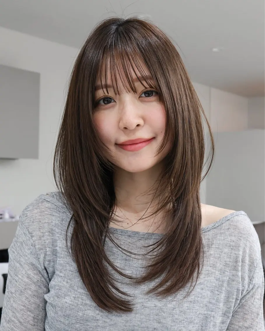 セミロング ハイレイヤー レイヤーカット カット ヘアカラー manami/ ハッシュレイヤーのヘアスタイル