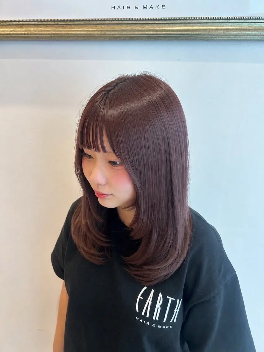 カラー ラベンダーカラー ピンクカラー ピンクラベンダー ヘアカラー 有村 実佑のヘアスタイル