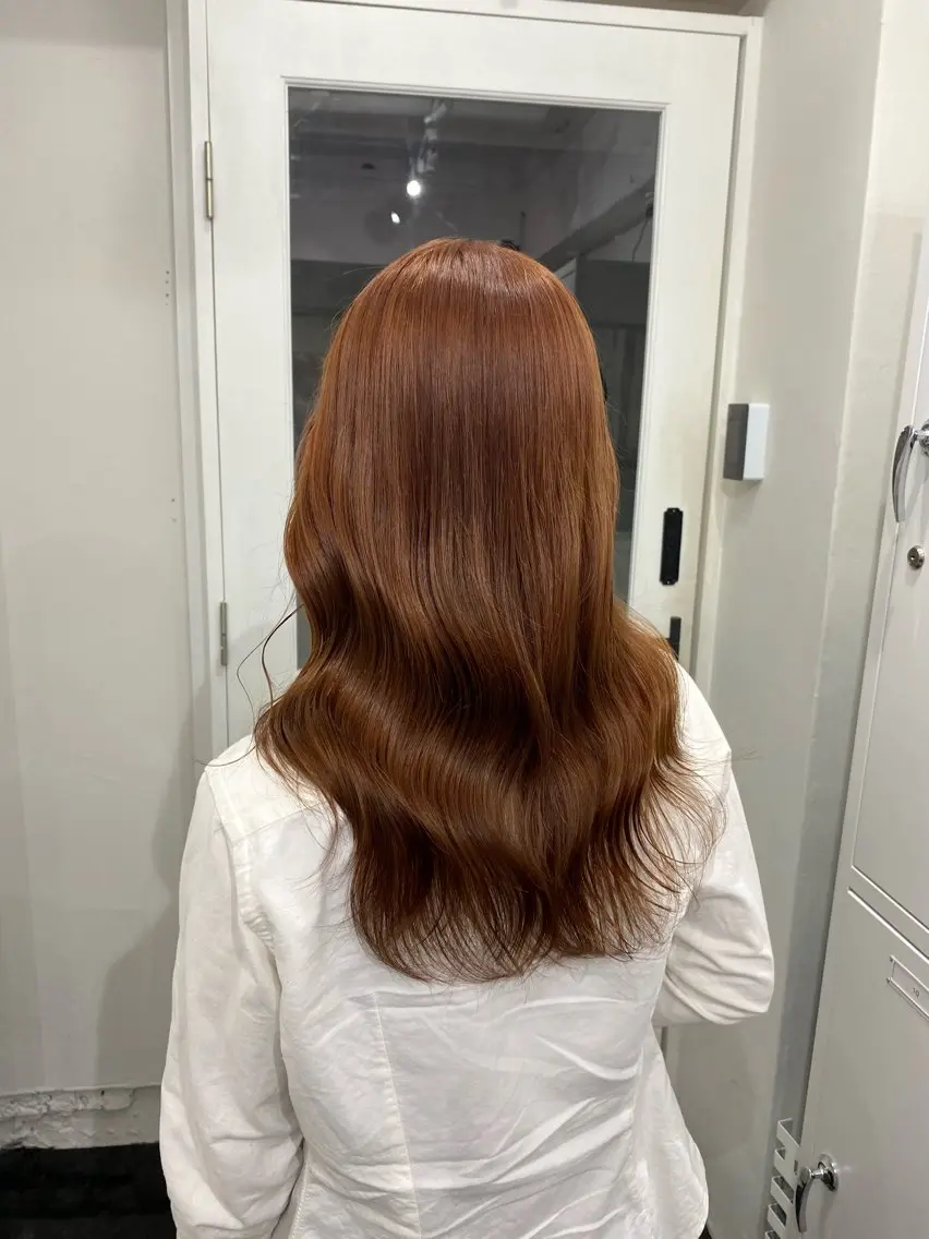 カラー ブリーチ ブラウンカラー ダブルカラー ブリーチなしカラー オレンジ 楓🦋韓国系レイヤー / 透明感カラー🤍のヘアスタイル