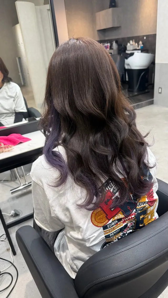 ロング カラー ブラウンカラー 透明感カラー デザインカラー 韓国風カラー ラベンダーカラー ヘアカラー GiseL ゆうな 5階 ブリーチのヘアスタイル