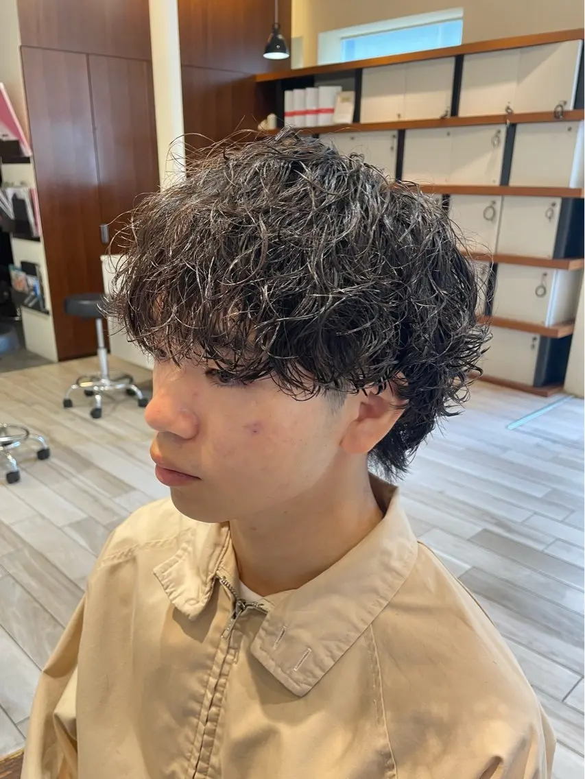 ショート パーマ メンズ メンズウルフカット ウルフカット カット パーマ パーマ/フェード🔥 佐々木波人のヘアスタイル