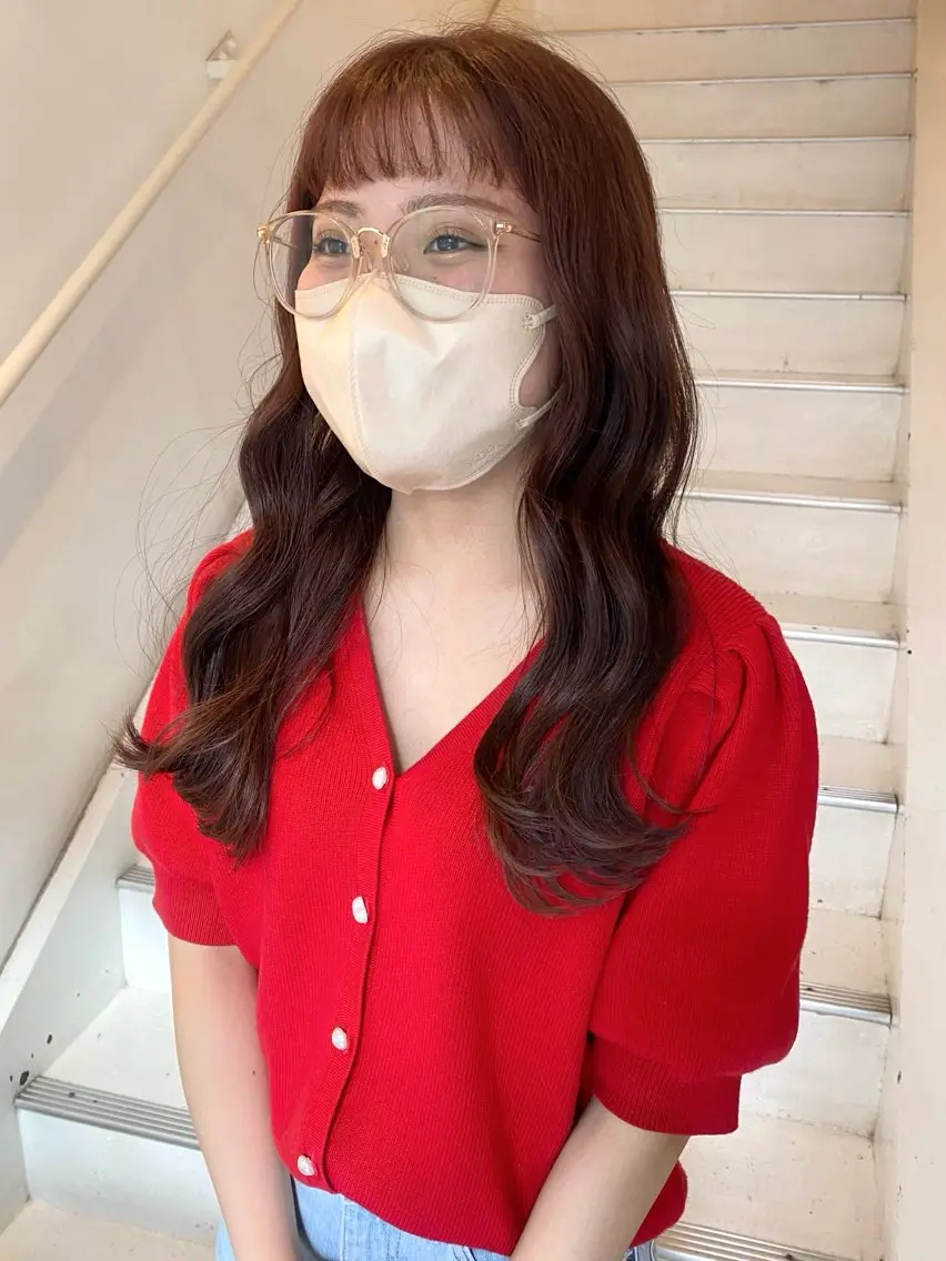 ロング カラー ブラウンカラー オレンジ オレンジブラウン アオイ🩵暖色 /まろやかカラーのヘアスタイル