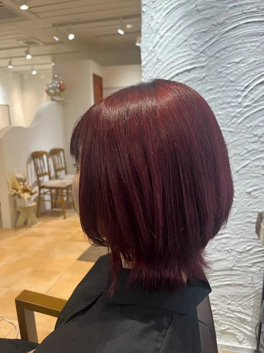 ミディアム カラー レッドカラー ウルフカット カット ヘアカラー トリートメント 🌈透明感カラー🌈 🌟吉田祐介🌟のヘアスタイル