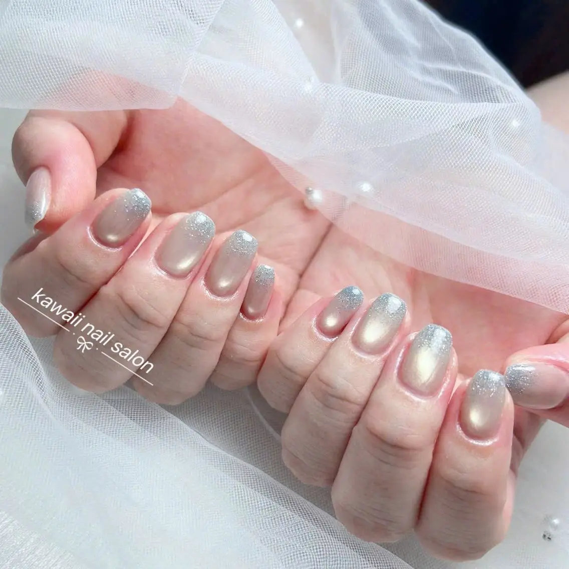 ネイル 長さ出し フレンチネイル ジェルネイル 韓国ネイル マグネットネイル Kawaii _Nailのネイルデザイン