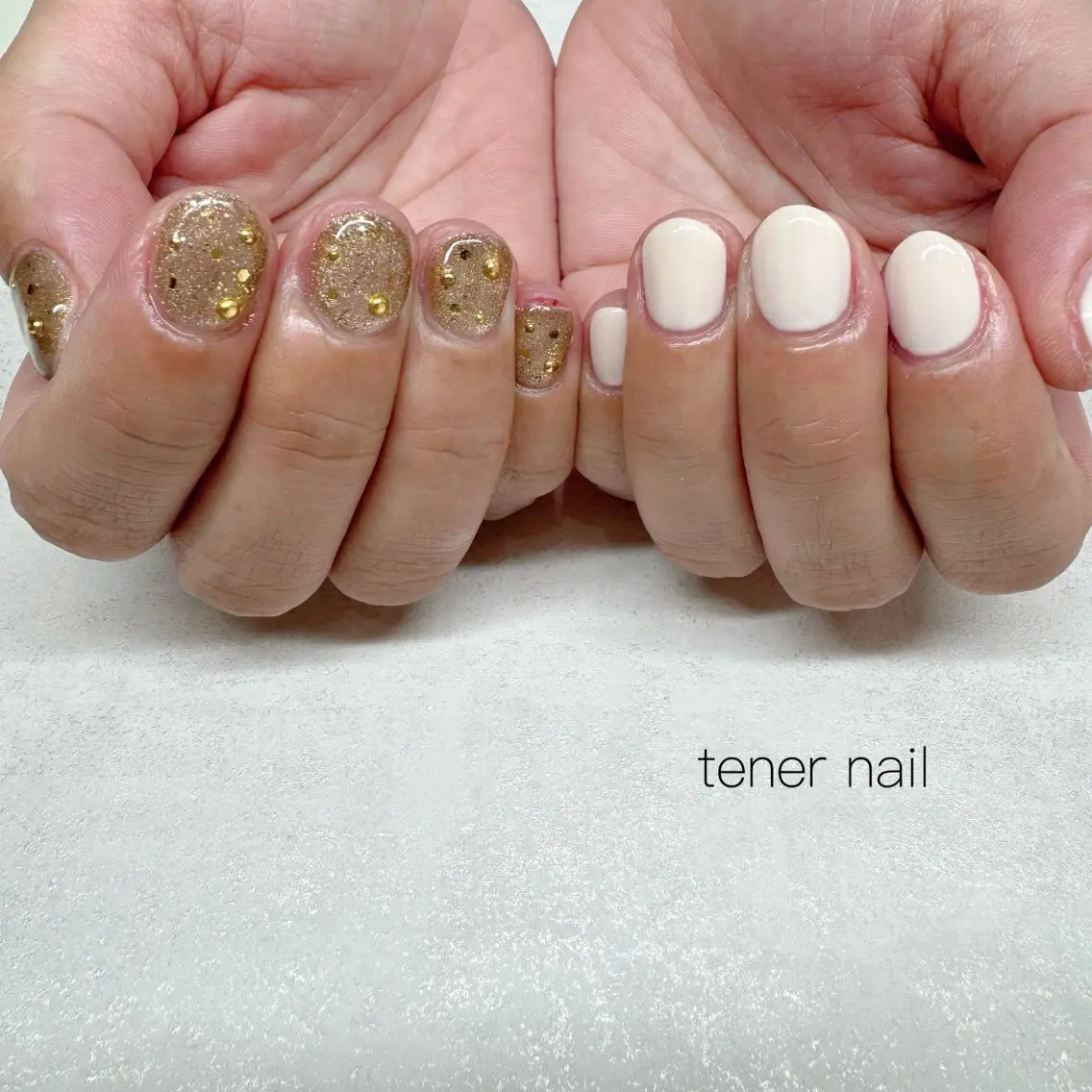 ネイル キラキラネイル ホワイト ハンドネイル テネルネイル tener nailのネイルデザイン