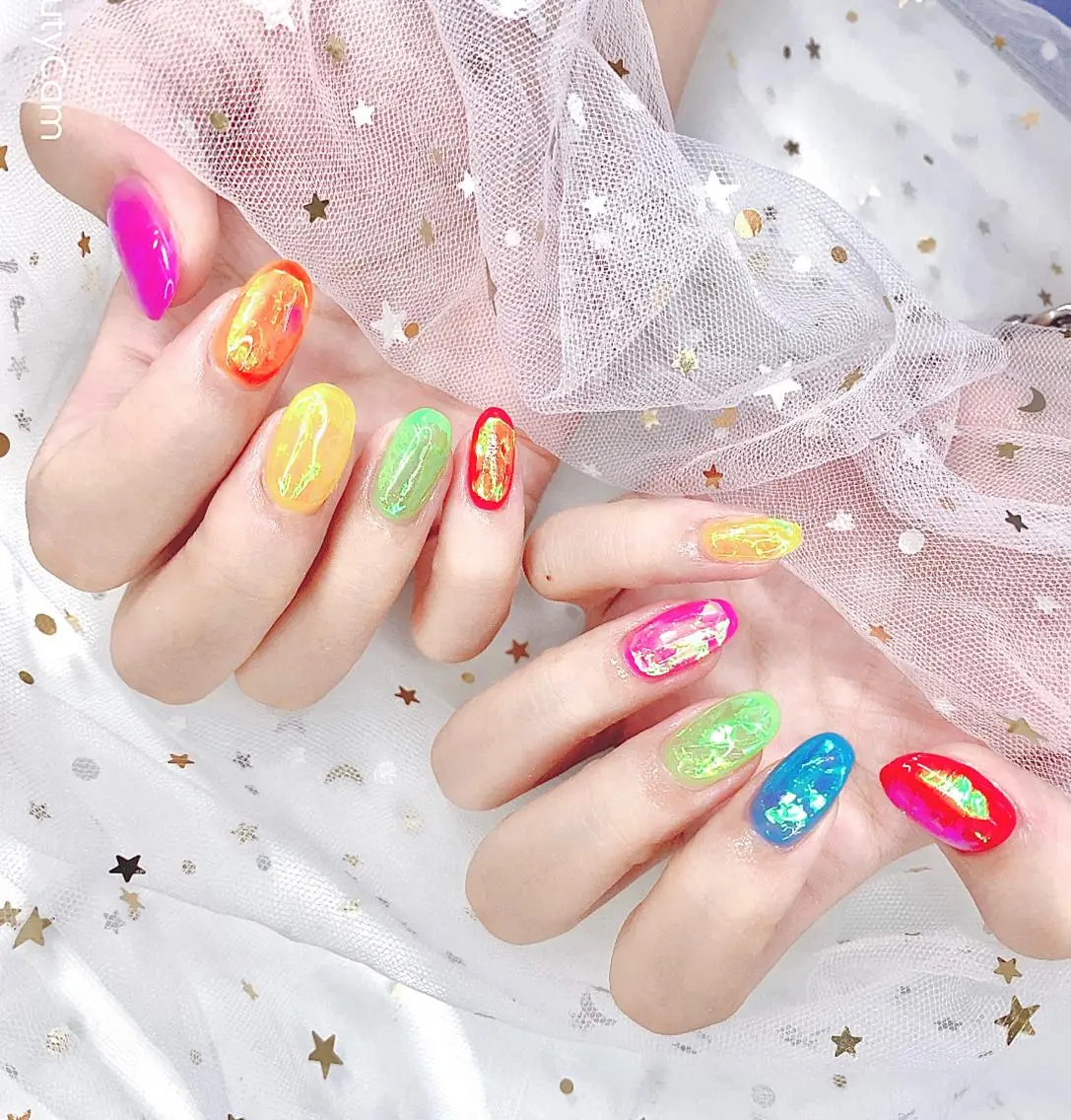 ネイル I-nailロング /ワンホン/キラキラのネイルデザイン