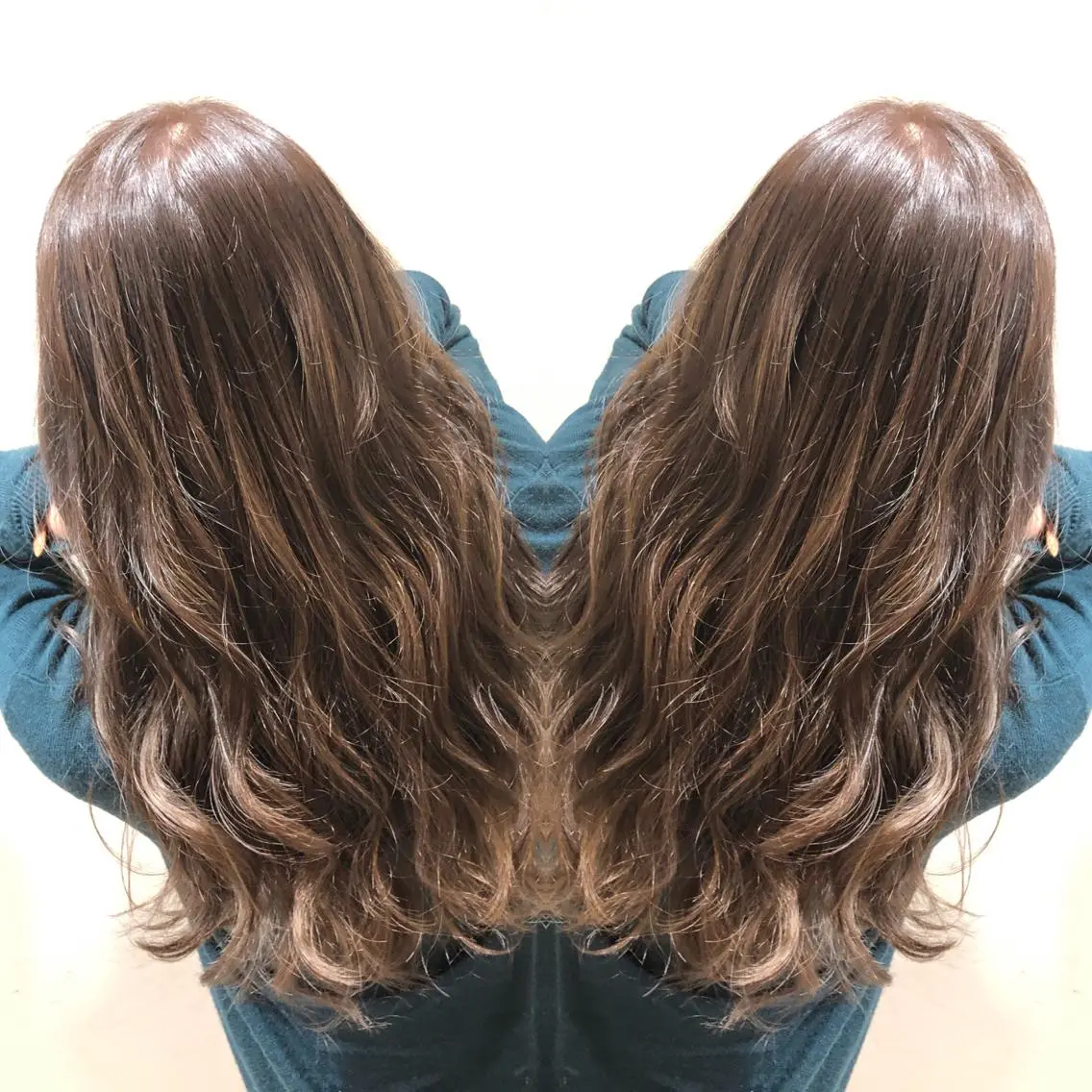 ロング カラー アッシュ ベージュカラー カット ヘアカラー トリートメント 💓シールエクステ ルミエールのヘアスタイル