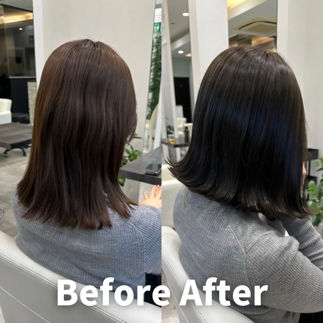 ミディアム カラー カット ヘアカラー トリートメント ✨大人韓国レイヤー ✨吉原 潤✨のヘアスタイル