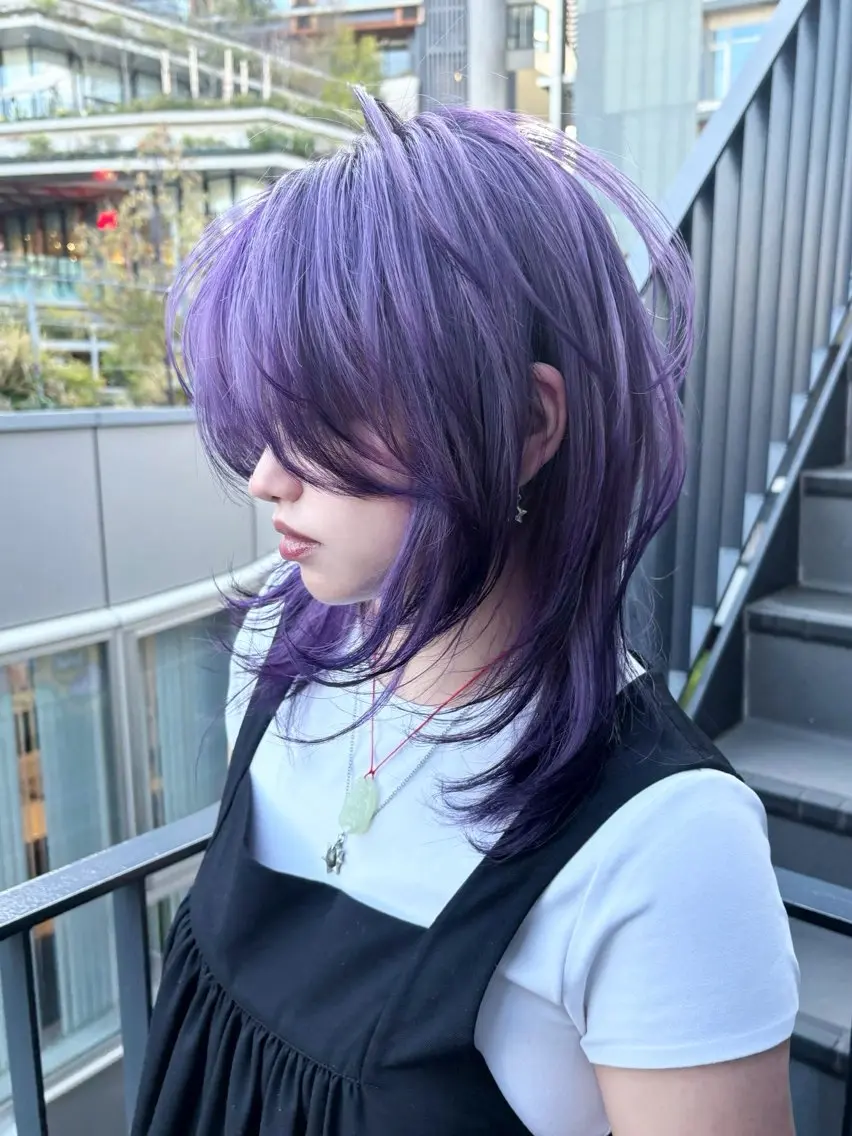 ミディアム カラー カット ヘアカラー トリートメント jyui/原宿 ハイトーン/デザインのヘアスタイル