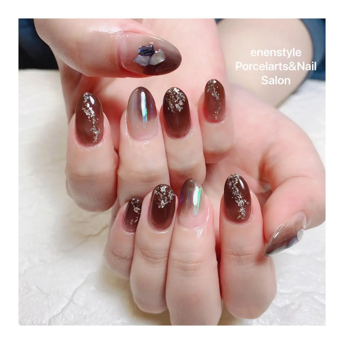 ミディアム ネイル ハンドネイル 🐾enen style 🐾のネイルデザイン