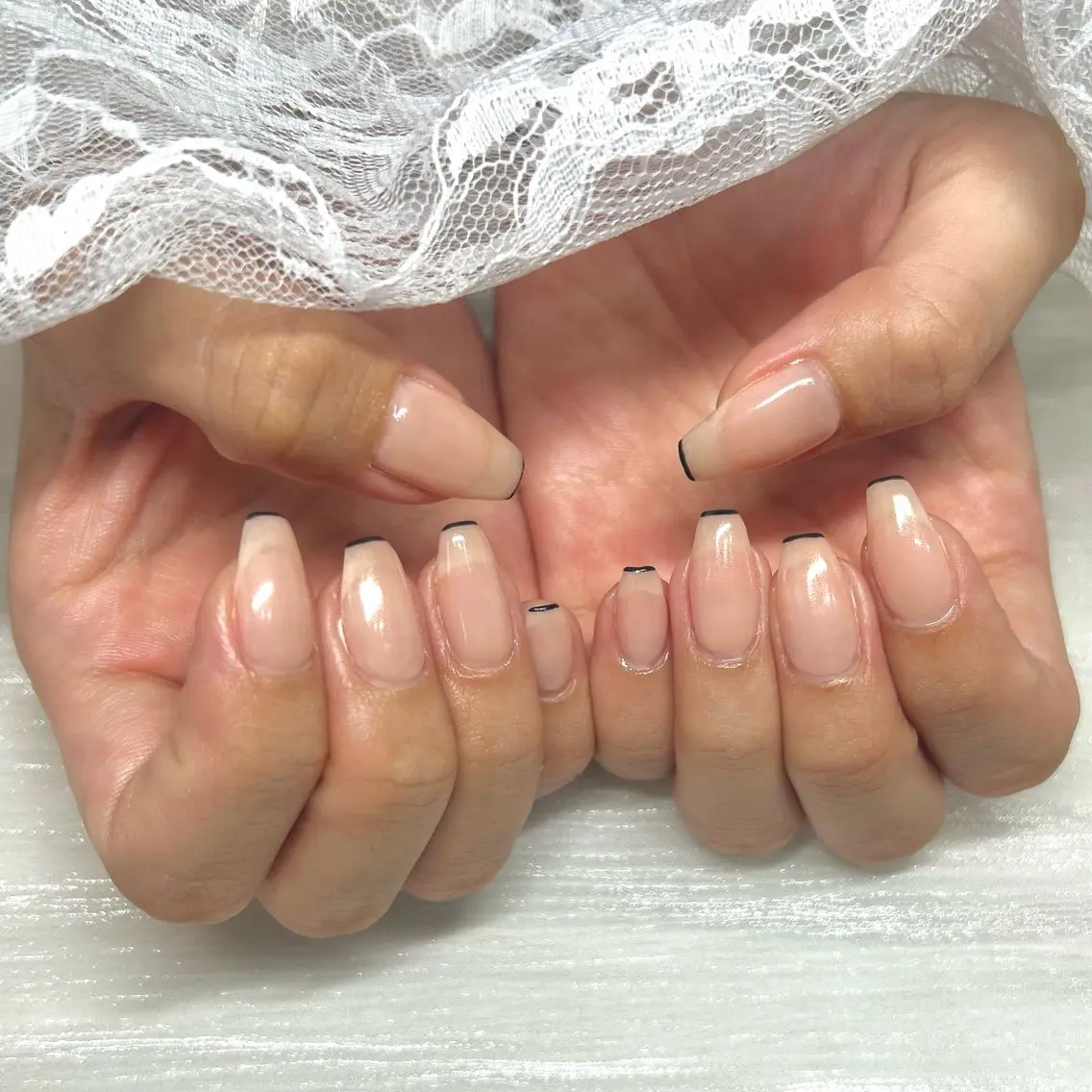 【ハンド】スキニーフレンチネイルの写真