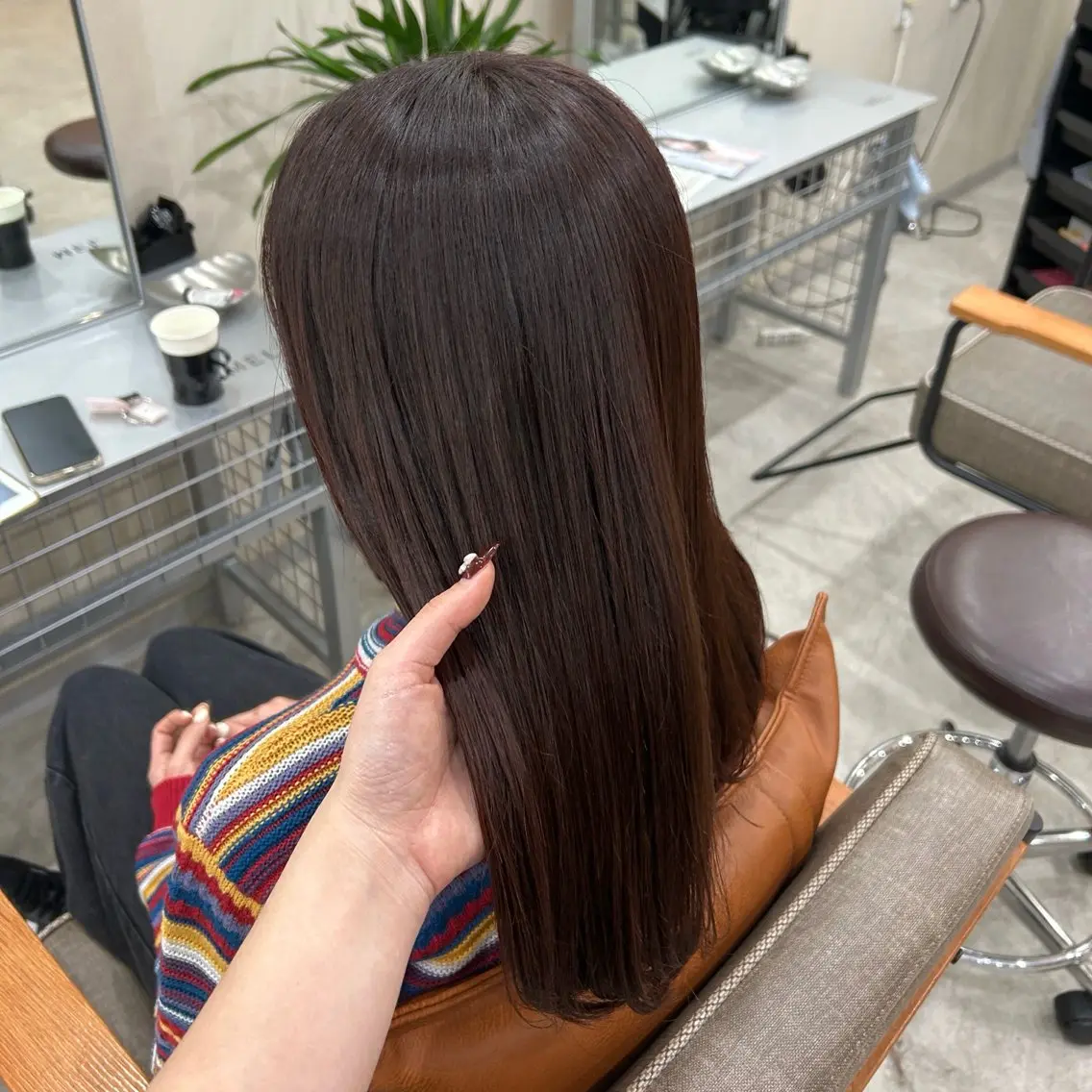 ロング ピンクブラウン カット ヘアカラー トリートメント MIDORI🎀 透明感/ベージュのヘアスタイル