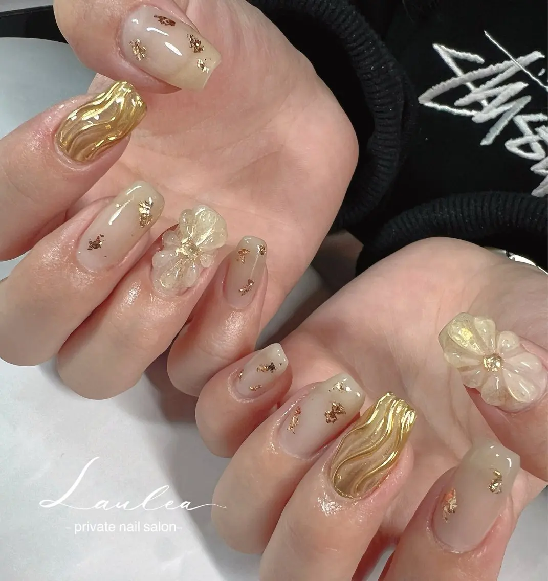 ネイル フットネイル ジェルネイル 韓国ネイル ミラーネイル ニュアンスネイル ハンドネイル nail salon Lauleaのネイルデザイン