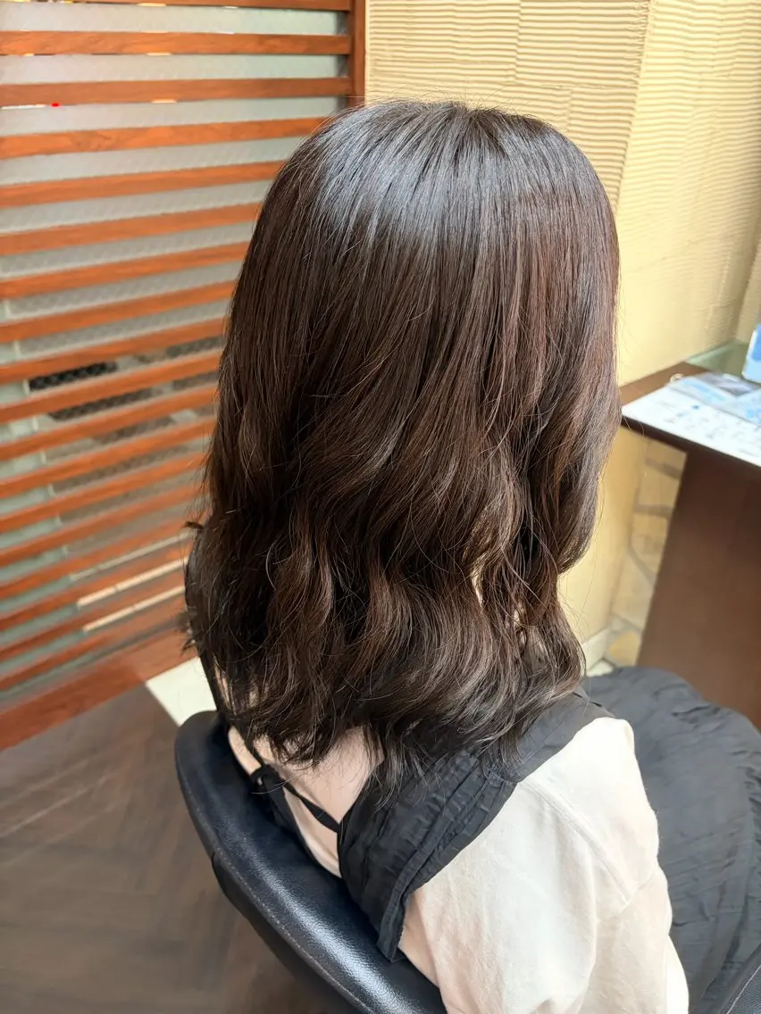 ロング パーマ デジタルパーマ カット パーマ クボタ ホノカのヘアスタイル