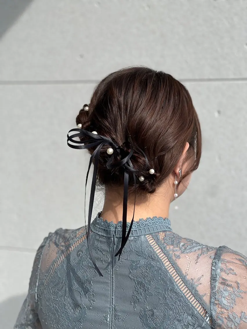 ミディアム ヘアアレンジ 結婚式・ブライダル 山口 玖瑠美のヘアスタイル