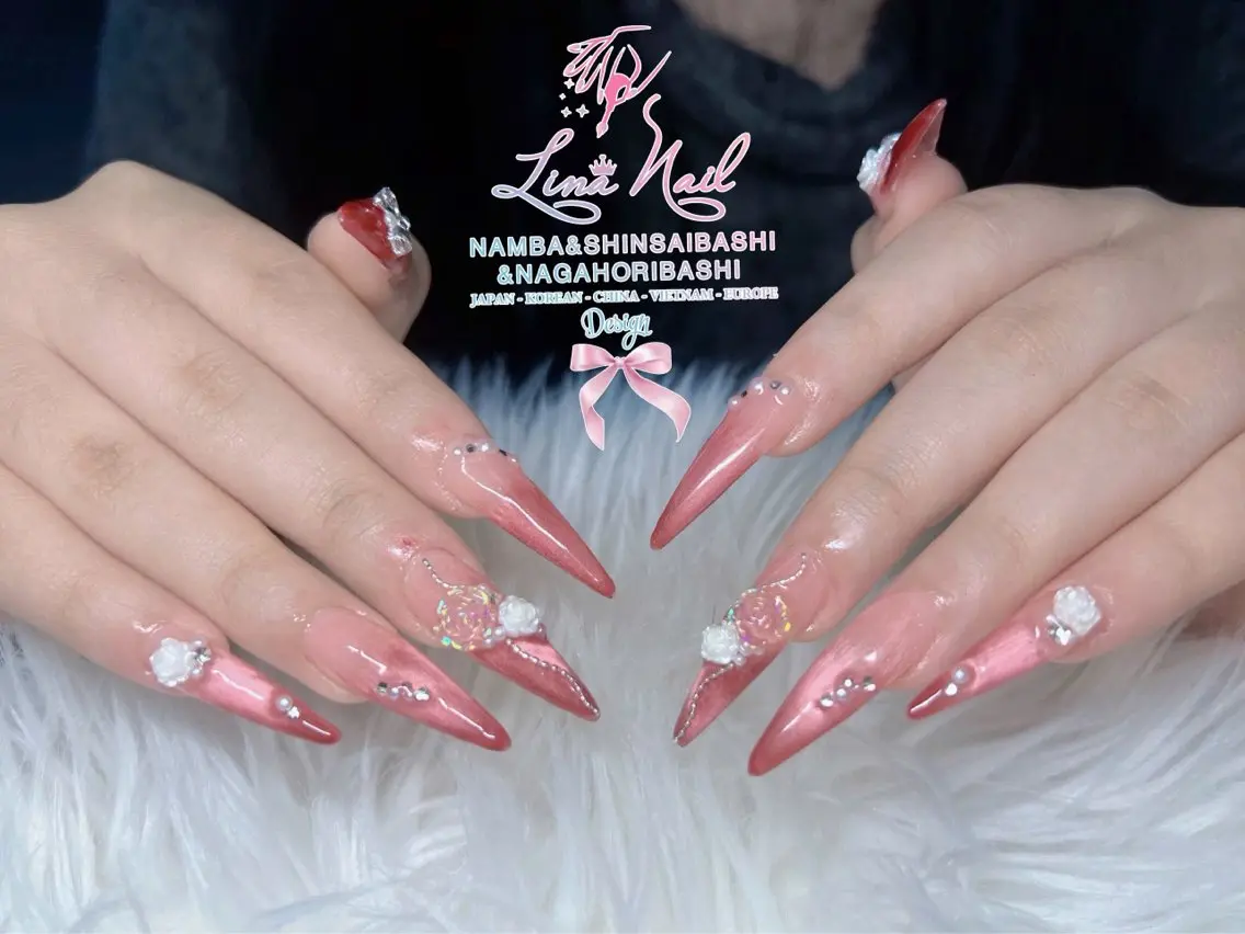 ネイル チークネイル 桜ネイル フラッシュネイル フットネイル ジェルネイル ハンドネイル リナネイル アメ村心斎橋店のネイルデザイン